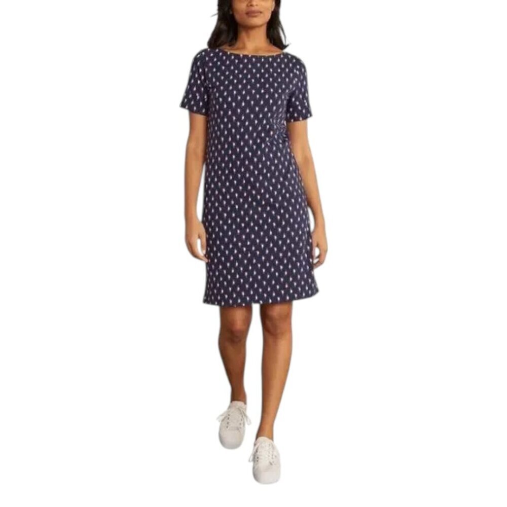 Boden Darcey Navy Paisley Print Cotton Short Sleeve Shift Dress